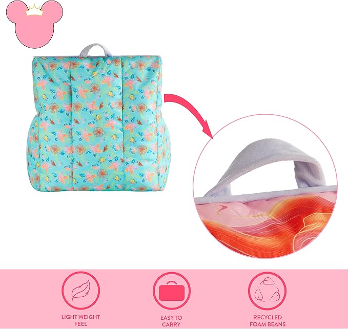 Disney Little Mermaid Kids and Toddler Canvas Bean Bag Chair with Piping & Top Carry Handle