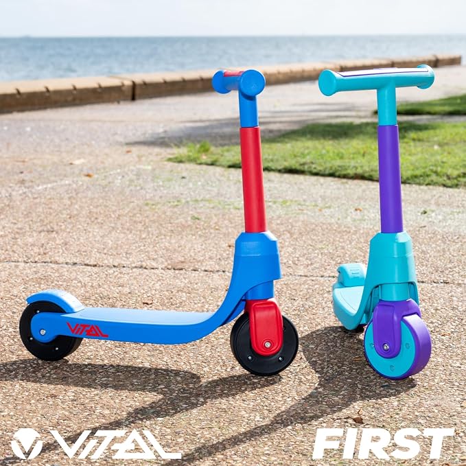 Vital First 2 Wheel Toddler Scooter | Beginner Balance Training Kids Toys for Ages 2-5 | Durable Lightweight Design & Fixed Height Kids Scooter | Wide Wheels and Foot Brake
