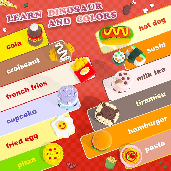 Air Dry Clay Kit - Food Toy Theme, Modeling Clay for Kids, DIY Magic Clay with Tools and Tutorials, 12 Boxes Molding Clay, Ultra Light, Soft & Non-Sticky, Arts and Crafts Gift for Kids