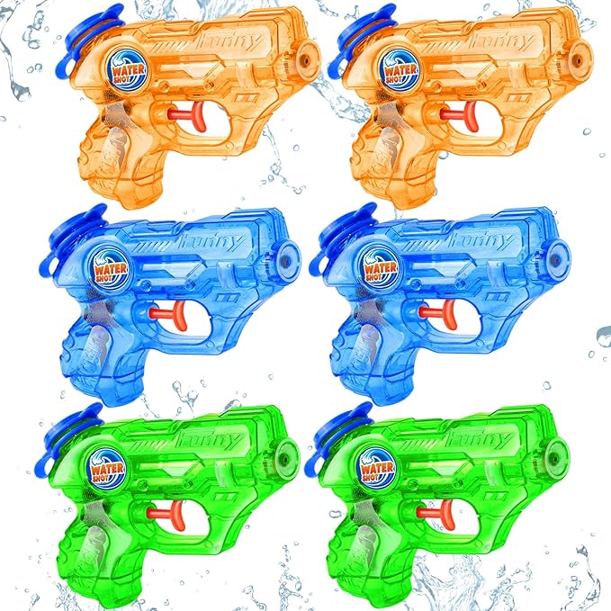 6 Pack Mini Water Gun for Kids Toddler: Water Guns Soaker Squirts Blasters with Trigger for Boys Girls Summer Outdoor Swimming Pool Water Fighting Toys
