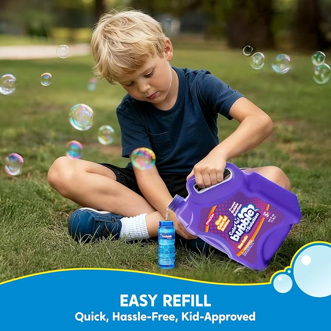 SYNCFUN 64 oz Premixed Bubble Solution, 1.9L Giant Pre-Mix Refill Solution for Bubble Machine,Bubbles for Kids, Wands, Blower, Easter, Outdoors Activity, No Mixing or Measuring