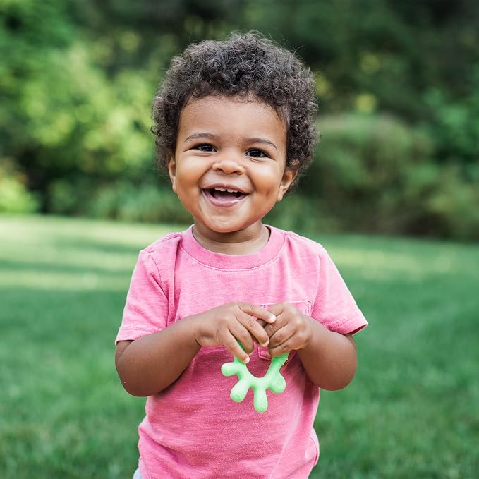 Green Sprouts Silicone Front & Side Teether, 6mo+, Platinum-Cured Silicone, Sterilizer Safe, Tested for Hormones - Light Sage