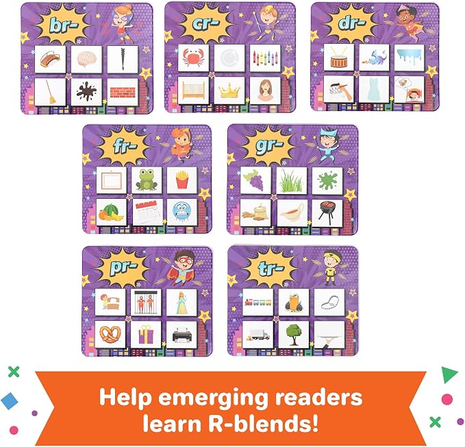 Super Blends Phonics Reading Game for Kids Ages 6-8 | 22 Blends, Digraphs & CVC Words | Kindergarten & 1st Grade Reading Board Game | Learn to Read & Spelling Game
