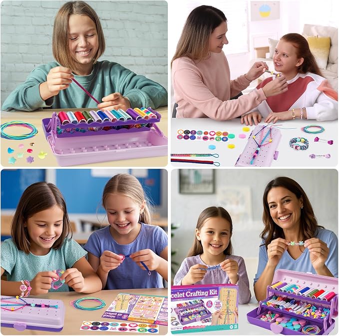 TingingYuli Friendship Bracelet Making Kit for Girls Ages 8-12, DIY String Bracelet Maker with 3-Layer Storage Box, Jewelry Making Kit Arts and Crafts Toy Gift for Kids Ages 6-12
