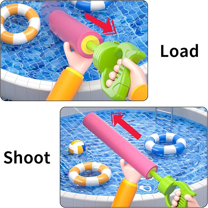 Water Guns for Kids, 6 PCS Foam Squirt Guns Water Blaster Set, Water Guns Squirter Blaster Pool Toys for Kids Toddlers Boys Girls 3 4 5 6 7 8, Shooter Swimming Pool Party Outdoor Beach Sand Play Toys
