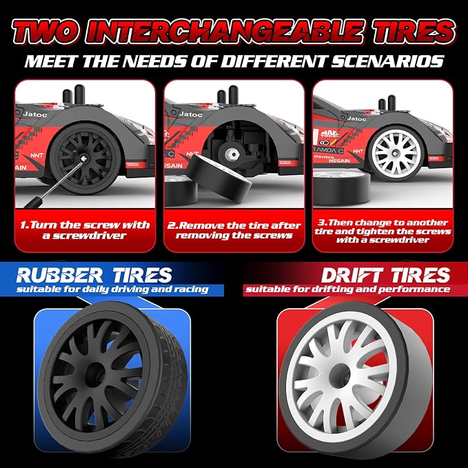RC Drift Car 1/20 Scale 2.4GHz 4WD Remote Control Car with Led Lights 22KM/H High Speed Rechargeable Batteries Racing Sport Cars RC Cars for Kids Boys Girls Adults Gifts Birthday Christmas