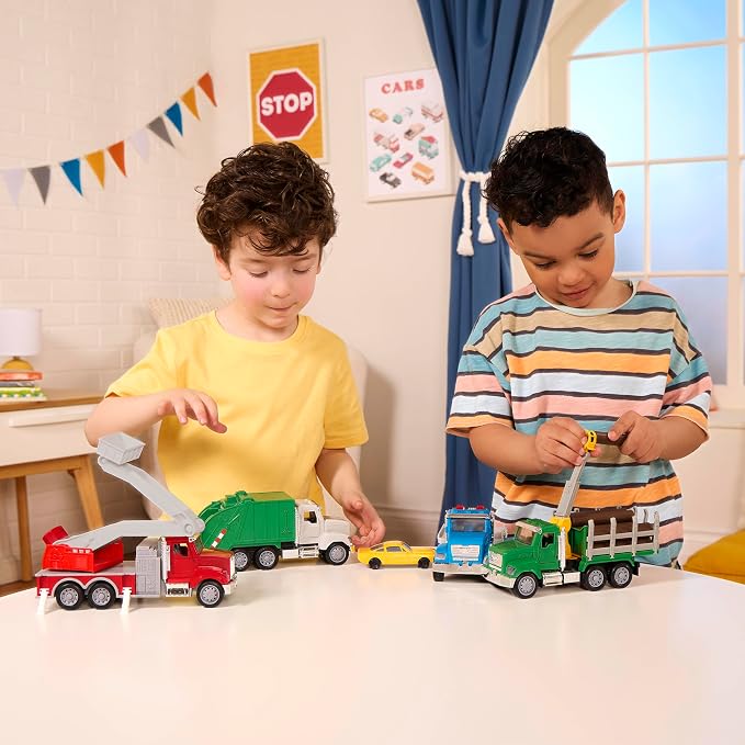 Driven by Battat – 7-Inch Construction Truck Toy with Lights & Sounds, Movable Parts, Vehicle for Boys & Girls, Durable Design, Realistic Details, Gift 3+ Years Toy for Kids