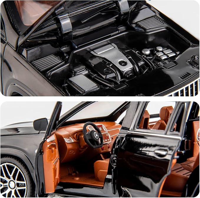 WAKAKAC Diecast Car Model GLS63 AMG 1/24 Alloy Collectible Pull Back Toy Car with Light and Sound Toy Vehicle for Adult Boys Gift(Black)