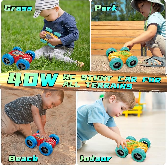 Toddlers Car Toys for 2-3, Toys Cars for Ages 2-4, Double-Sided Monster Truck Toys, Stunt Push and Go Friction Cars, 3 Year Old Boy Toys, Toy Cars for 2 3 4 5 6 Year Old Boy Christmas Birthday Gift