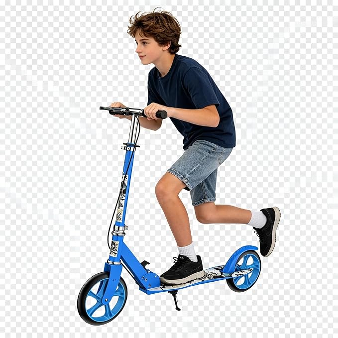 Kick Scooter for Adults Teens Kid Foldable Lightweight Sport Scooters with Hand Brake Adjustable Height Folding, Large Wheels Durable Load 300 LBS