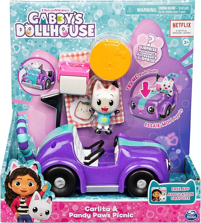 Gabby's Dollhouse, Carlita's Car with Pandi Panda Character and Accessories, Toys for Ages 3+