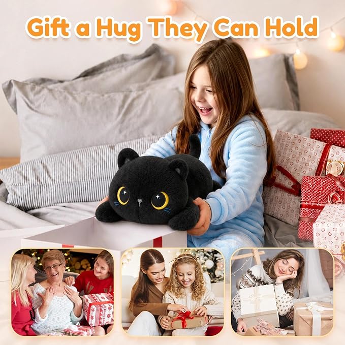 Black Cat Weighted Stuffed Animal, Soft Plush Toy Gift(24.8 Inch, 3.6 Lbs)