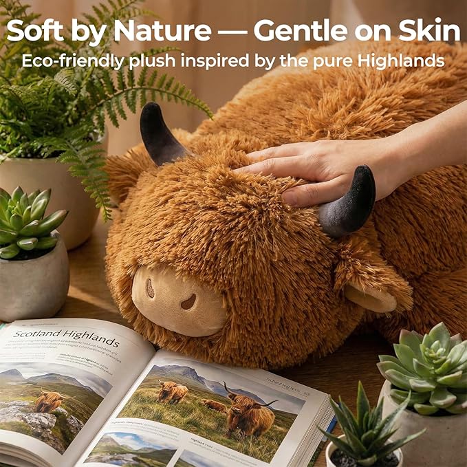 Mewaii Mom's Choice Award | 4 lbs Weighted Stuffed Animals Highland Cow - 23" Heavy Weighted Plush & Stuffy - Realistic Scottish Cow Plushy Gift for Kids & Adults - Large Cuddly Weighted Cow Toy