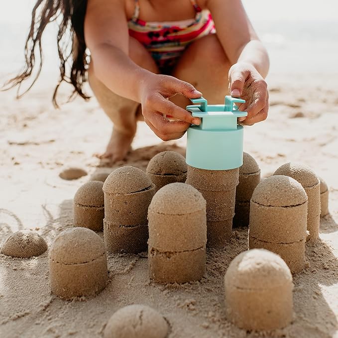 Sand Pal Beach Toys for Kids - 9 Pieces Travel-Friendly Snow Toys for Kids Ages 3-12 - Outdoor & Indoor Play Sandbox Toys Set - Sand/Snow Castle Building Molds & Tools Kit for Adults with Mesh Bag