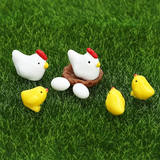 ONEST 16 Pieces Mini Farmer Figurines Hand Painted Chicken Coop Figures Realistic Detailed Hen Chick Chicken Nest Farmer Farm Animal Figurine Model