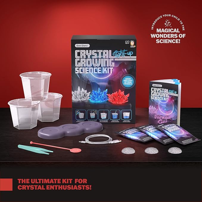 Light-up Crystal Growing Kit for Kids - Science Kits for Kids Age 8-12 - 6 7 8 9 10 Year Old Boy Birthday Gifts - Gifts for Girls - STEM Toys for 7 Year Old Boys, Experiment Crafts for Age 10-12 Years