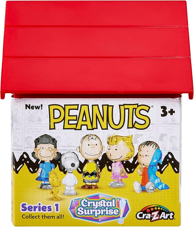 Cra-Z-Art Peanuts Crystal Surprise, Mini Plastic Crystal-Like Figures and Snoopy House Collectible Blind Bag Inspired Kids Toys for Ages 3 and Up