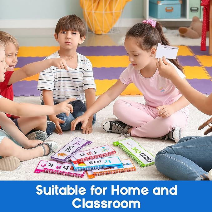 Word Family Build Book, 40 Read and Rhyme Flip Books, Learn to Read Phonics Flash Cards, Sight Words Flash Cards Kindergarten Flip Books for Kids Homeschool Preschool Learning Activities
