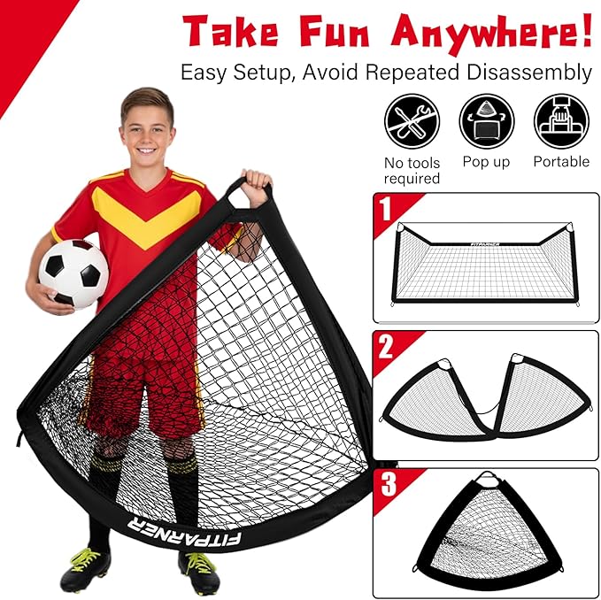Soccer Goal,Backyard Soccer Goals for Kids 2 Pack,4x3/6x4 FT Portable Toddler Soccer Nets with Target,Ball & Cones,Soccer Training Equipment for Kids Youth Outdoor Games,Sports,Play