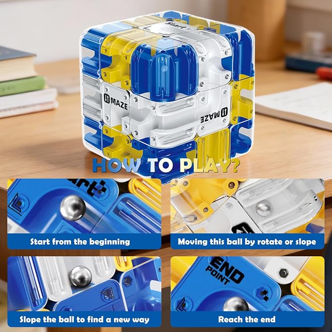 3D Labyrinth Puzzle Maze Cube - 3D Cube Puzzle for Kids 5-8 8-12, Improve Spatial Recognition and Cultivate Logical Thinking, Portable Brain Teaser for Kids & Adults (Ages 5+)‌ Boys & Girls Gifts