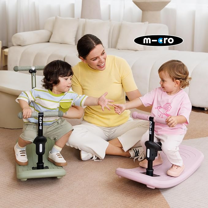 Micro Kickboard | Mini Rock & Go LED 6-in-1 Toddler Scooter & Rocker for Ages 1–6 | Convertible Ride-On, Rocker & Scooter | Motion-Activated PU LED Wheels | Adjustable T-Bar | Swiss Design