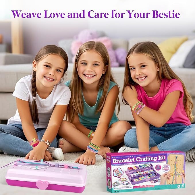 TingingYuli Friendship Bracelet Making Kit for Girls Ages 8-12, DIY String Bracelet Maker with 3-Layer Storage Box, Jewelry Making Kit Arts and Crafts Toy Gift for Kids Ages 6-12