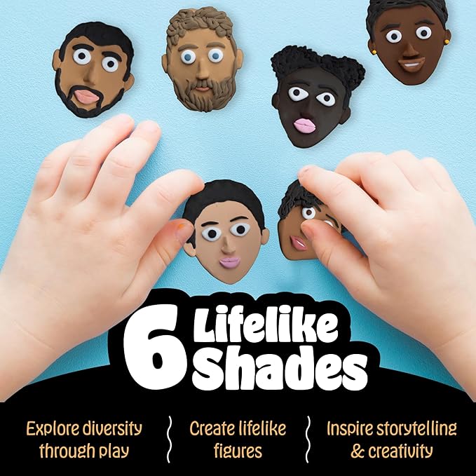 Hygloss Play Modeling Dough for Kids – Multicultural Skin Tones – Safe & Non-Toxic Sensory Dough for Arts & Crafts – Play Clay for Toddler Activities, Preschool Classroom Must-Haves (6 Tubs x 1lb.)
