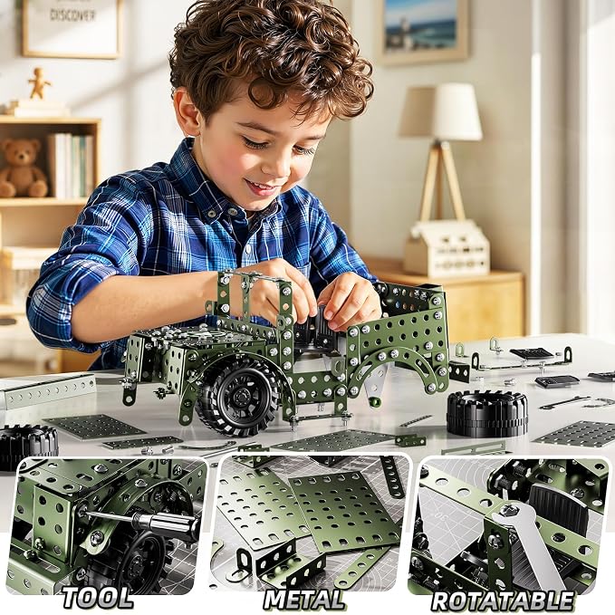 Metal Model Truck Kits - STEM Projects for Kids Ages 8-12, Assembly Educational Building Toys Model Car Toys for Kids Boys Girls 8 9 10 11 12 Years Old
