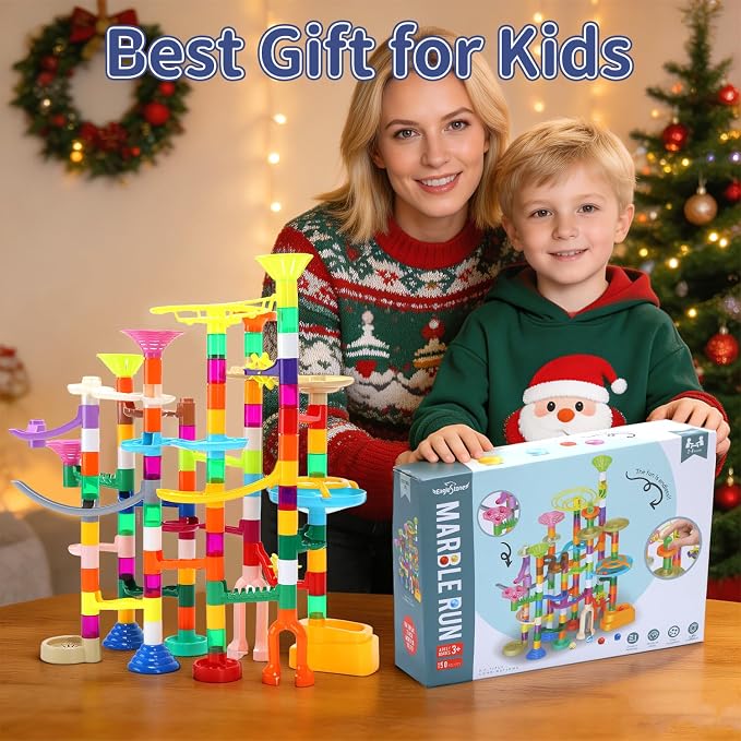 EagleStone 150PCS Marble Run STEM Maze Building Toy Race Track Set | 90 Track Pieces With 30 Glow In The Dark Marbles, Marble Maze Building Toy For Kids Ages 3-12, Educational Gift Boys Girls