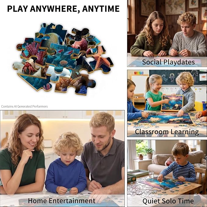 100 Pieces Puzzles for Kids Ages 4-8, Ocean World Educational Kids 100 Piece Puzzle, Children Jigsaw Puzzles Kids Puzzles, Educational Learning Puzzle Toys for Girls and Boys