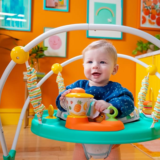Bright Starts Cooking Up Fun Baby Activity Jumper with Music and Lights, Kitchen Role Play Toys, Unisex, 6 Months+, Up to 25 lbs