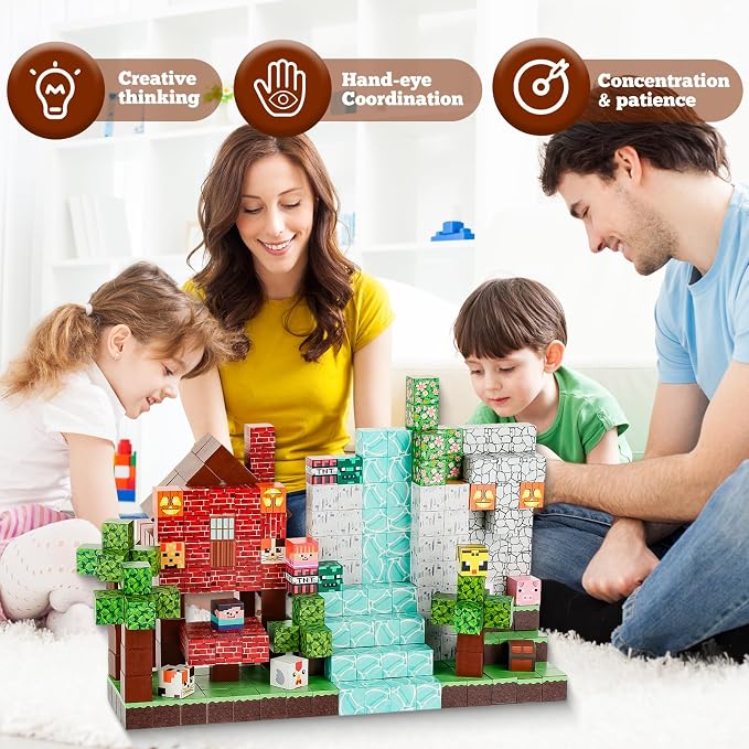 Magnetic Building Blocks Set -150PCS Magnetic Tiles with 10 Toy Figures & 10 Weapons, Educational Toys for Kids (Boys & Girls)
