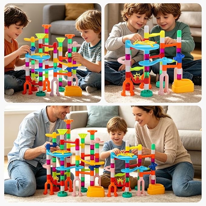 EagleStone 105PCS Marble Run STEM Maze Building Toy Race Track Set | 75 Track Pieces With Plastic And Glass Marbles, Marble Maze Race Track Toy For Kids Ages 3-12, Educational Gift Boys Girls