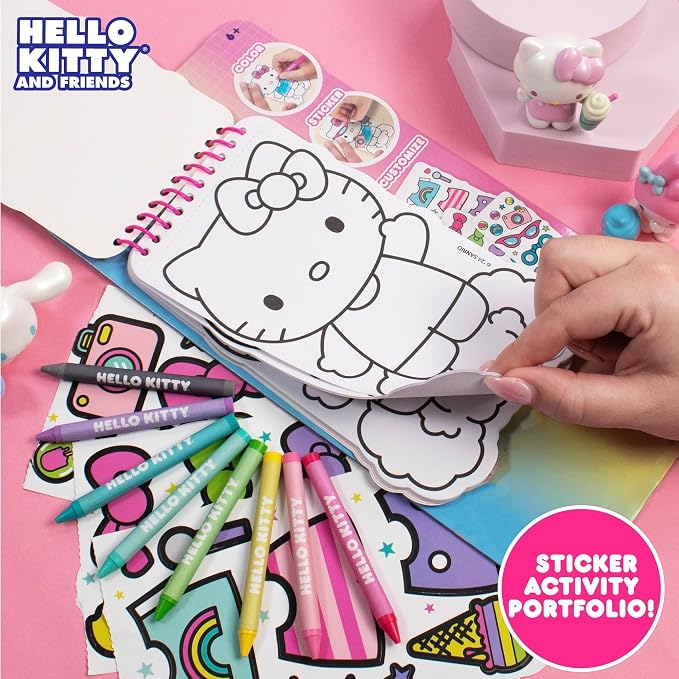Hello Kitty and Friends 2-in-1 Coloring & Sticker Book, Includes 25+ Stickers, Crayons, Sanrio Sticker Book, 5 Year Old Girl Gift, Toddler Girl Toys, Hello Kitty Toys, Sanrio Stuff, Girl Toys Age 4-5