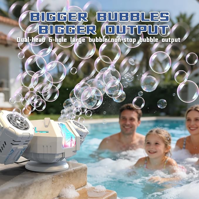 Remote Control Rotating Bubble Machine, Rechargeable Auto Bubble Blower for Kids Party Outdoor Gift