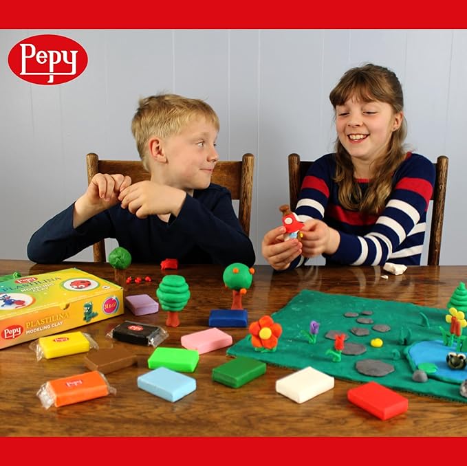 Pepy Plastilina Reusable and Non-Drying Modeling Clay; Set of 24 Bars, 1.4 Ounce Each, Perfect for Arts and Crafts Projects, Light Blue