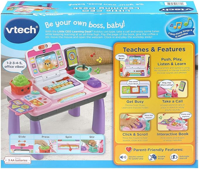 VTech Little CEO Learning Desk Toddler Activity Center, Pink