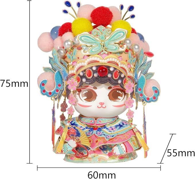 MU 3D Metal Puzzles The Chinese Opera Diva Kitty Cat Figures Model Assembling, Metal Models Kits Miniature Building for Adult, Hobby Birthday New Year Gifts Collectibles Home Decor