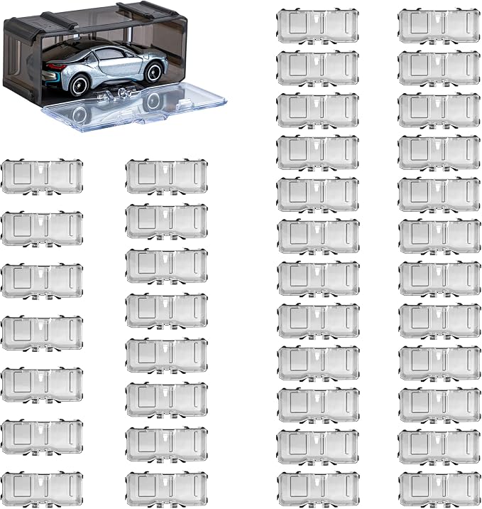 Toys Organizer Storage Case for Hot Wheels Car, for Matchbox Cars, for Mini Cars,1/64 Scale Hot Toy Wheels Display Case Holds 10/40 Cars，Interlocking Hot Car Wheels Storage (Black 40 PCS)
