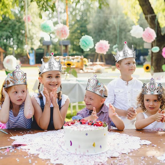 Yaomiao 22 pack DIY Crowns Set Include 12 Pcs Foam Princess Crowns and 10 Pcs Diamond Sticker for Kids