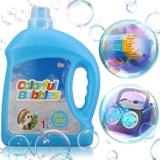 SHCKE Concentrated Bubble Solution,1 L/ 33.8 OZ Bubble Refill | Safe and Fun, Easy to Use,Leak-Proof and Portable, Perfect for Bubble Machine,Bubble Gun,Bubble toys