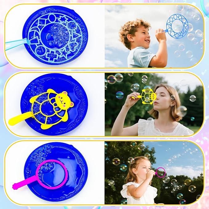 Big Bubble Wands Set,6 PCS Large Bubbles Maker Wand Set with Tray,Bubble Making Toys for Kids Summer Outdoor Birthday Party Favors
