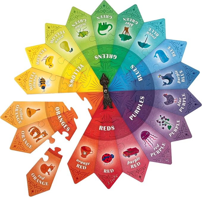 eeBoo: Color Puzzle Spinner Game - 24 Color Puzzle Pieces, Learn Color Families, Educational Cooperative Childrens Game, Kids Ages 3+, 1-3 Players