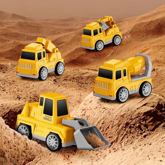 FunMission Toddlers Construction Toys for Kids 3-9 Year Old，5 in 1 Friction Power Vehicle Car for 3 4 5 6 7 Years Old Boys Girls，Carrier Truck Transport Toys for Christmas and Birthday Gifts