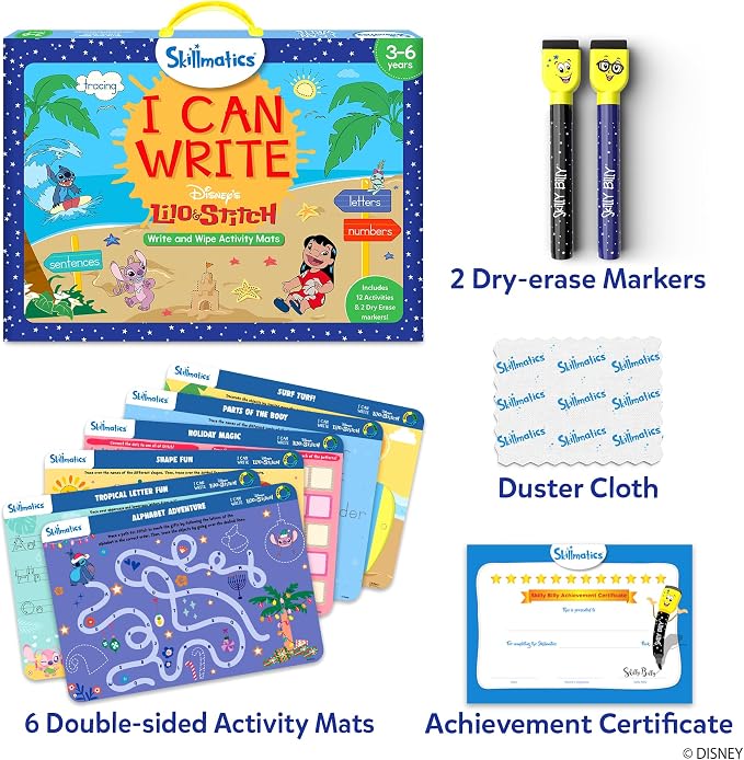 Skillmatics I Can Write Disney's Lilo & Stitch - Reusable Preschool Learning Activities, Educational Toy and Game, Back to School Supplies, Gifts for Students, Kids, Toddlers Ages 3, 4, 5, 6