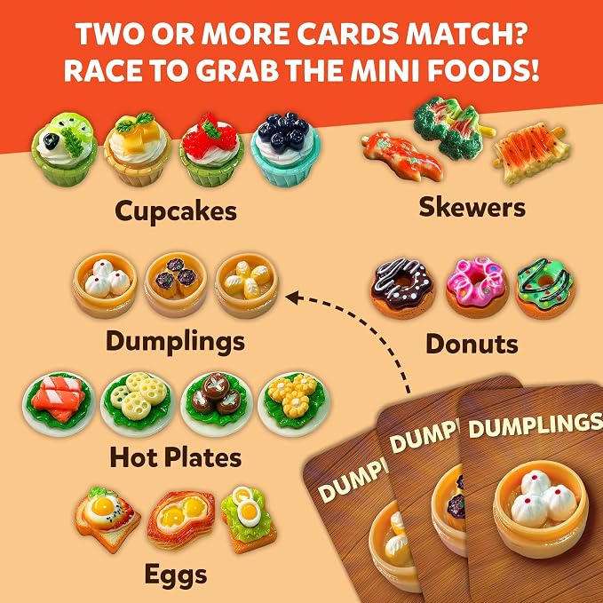 Gone in Seconds - Fast-Paced Mini Food Game for Kids, Teens & Adults, Quick Reflex Family & Party Board Game, Hilarious Food Grab Challenge, Replayable Fun, Gift for Ages 6, 7, 8 & Up, 2–5 Players