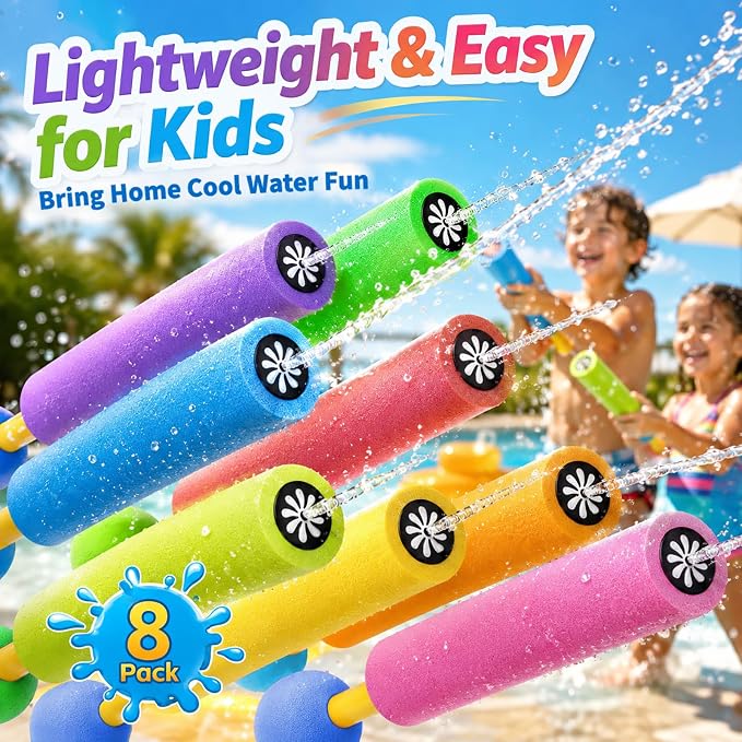 8 Pack Water Squirt Toys for Kids Age 1-3 4-8 8-12, Toddlers Squirter Toy, Swimming Pool Games Playset, Sensory Beach Outdoor Activity, Water Spraying for Boys Girls Birthday Gifts 3 4 5 6 7 8