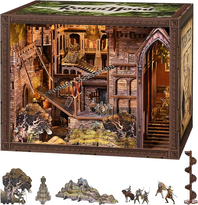 MiniCity Book Nook Kit, DIY Miniature Dollhouse Kit 3D Puzzles for Adults Tiny House Mini Home Craft Bookshelf Nook Puzzle Book Decor Gifts for Teenagers Book Lovers (Robin Hood)
