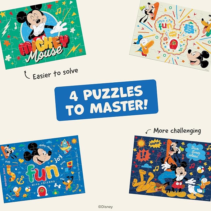 Disney Mickey Mouse & Friends - CEACO 4-in-1 Multipack Jigsaw Puzzles - Made for Kids - Ages 3–6+