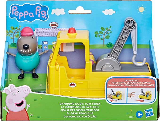 Peppa Pig Granddad Dog's Tow Truck Construction Vehicle and Figure Set, Preschool Toys for Boys and Girls 3 Years and Up